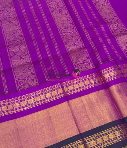 Pure Korvai Silk Cotton With Retta Petta Ganga Jamuna Border - VVKSC011