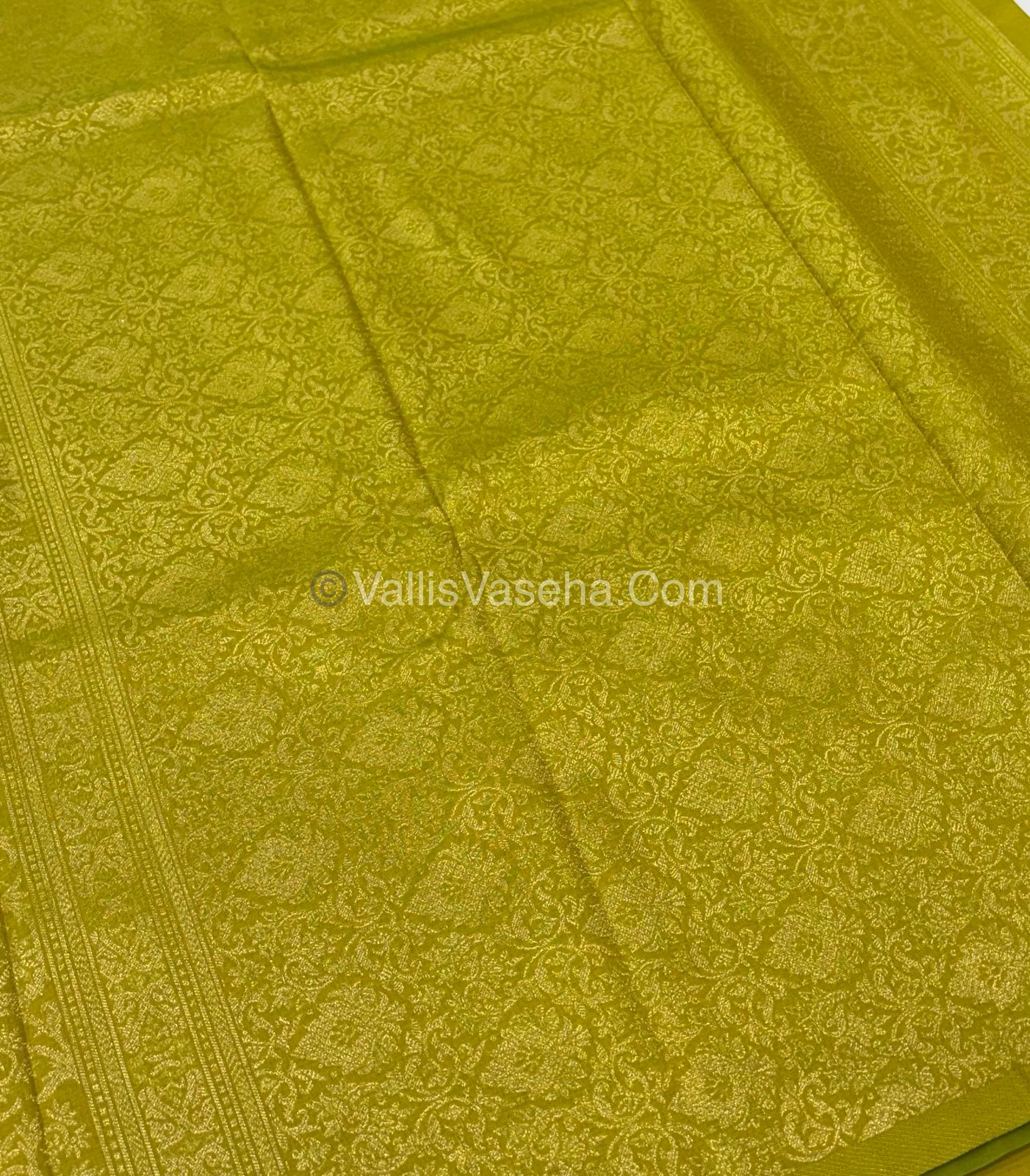 Semi Soft Silk - Border less - Lemon Green Shade -VVSSS025
