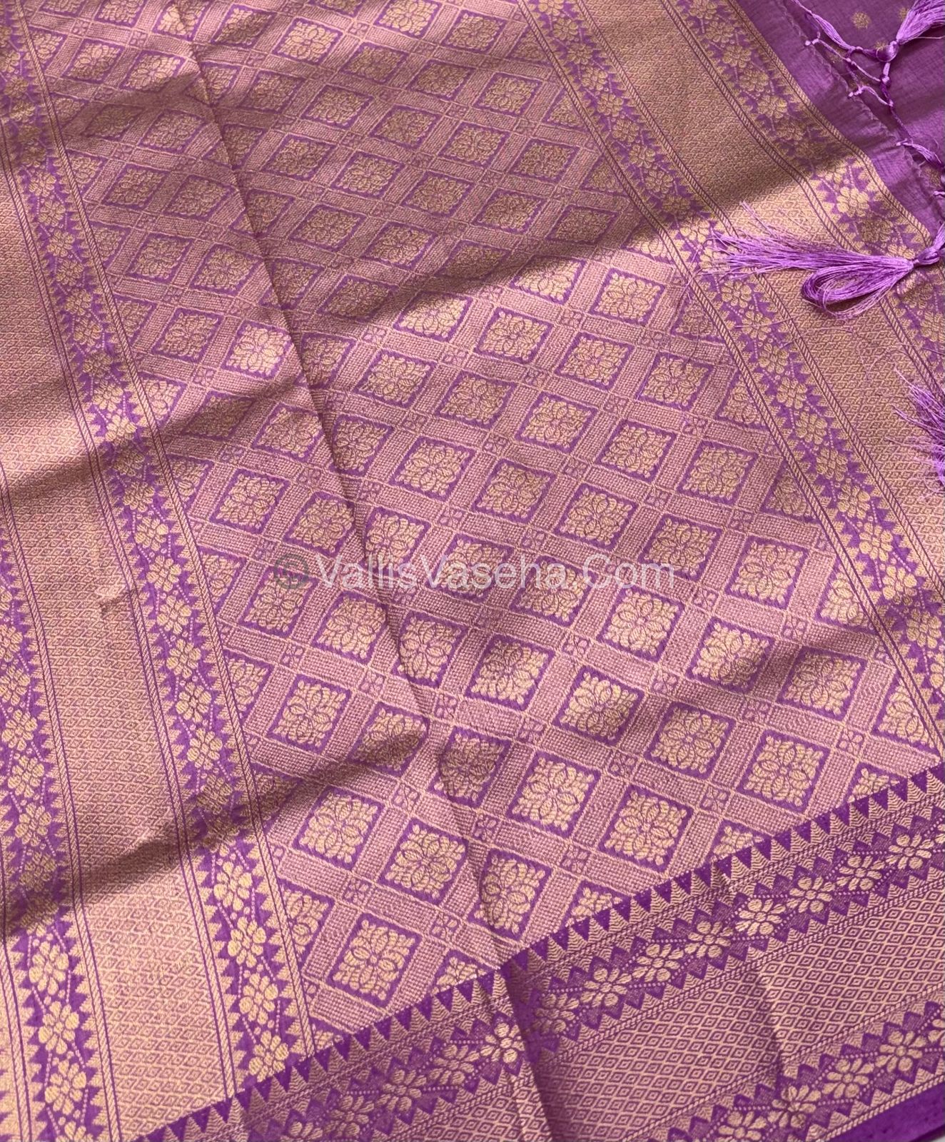 Semi Tussar Silk - Grand Pallu  -  Lavendar/Lilac Shade - VVSTS017