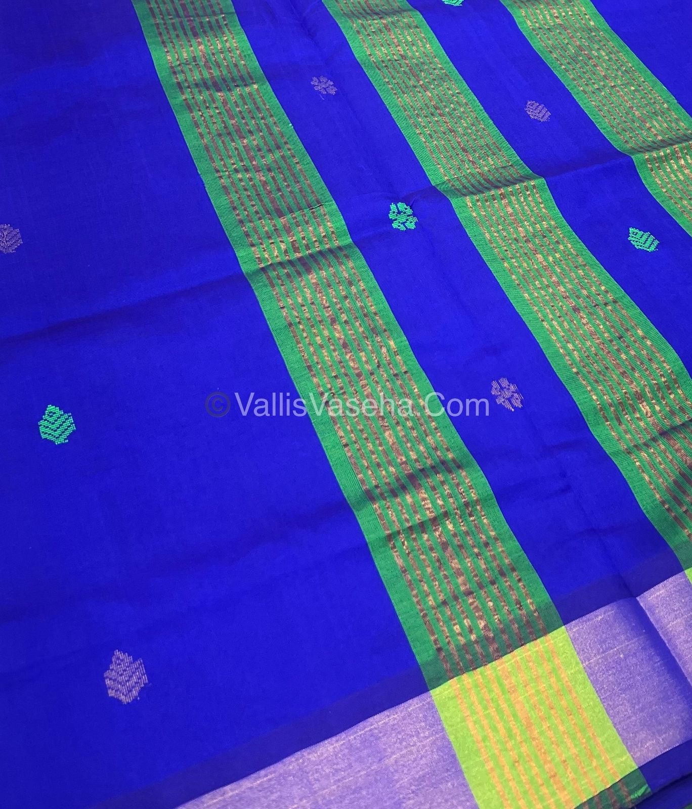 Semi Silk Cotton Saree - Green & Blue Combo - VVSSC001