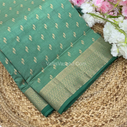 Semi Tussar Silk - Grand Pallu  - Pista Shade - VVSTS021