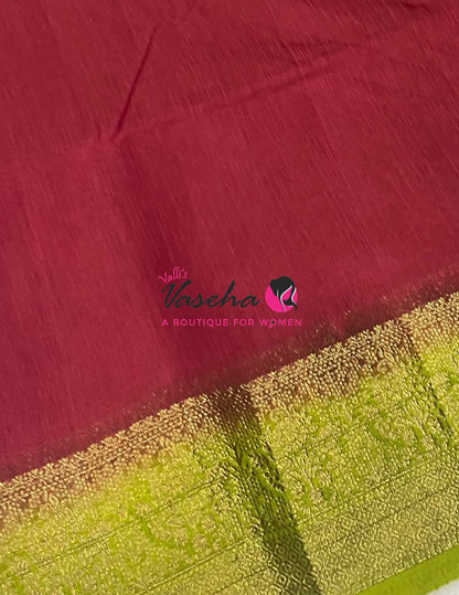 Semi Jute Silk Saree - Maroon With Green Shade- VVSJS001