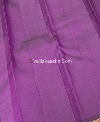 Pure Kanchipuram Silk Saree - Green with Purple - VVPS005