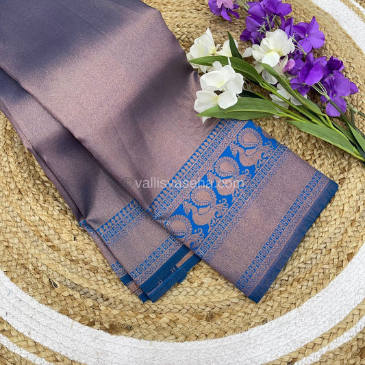 Semi Silk Saree - Kanchi Semi Silk Style - Peacock Border - VVSSS006