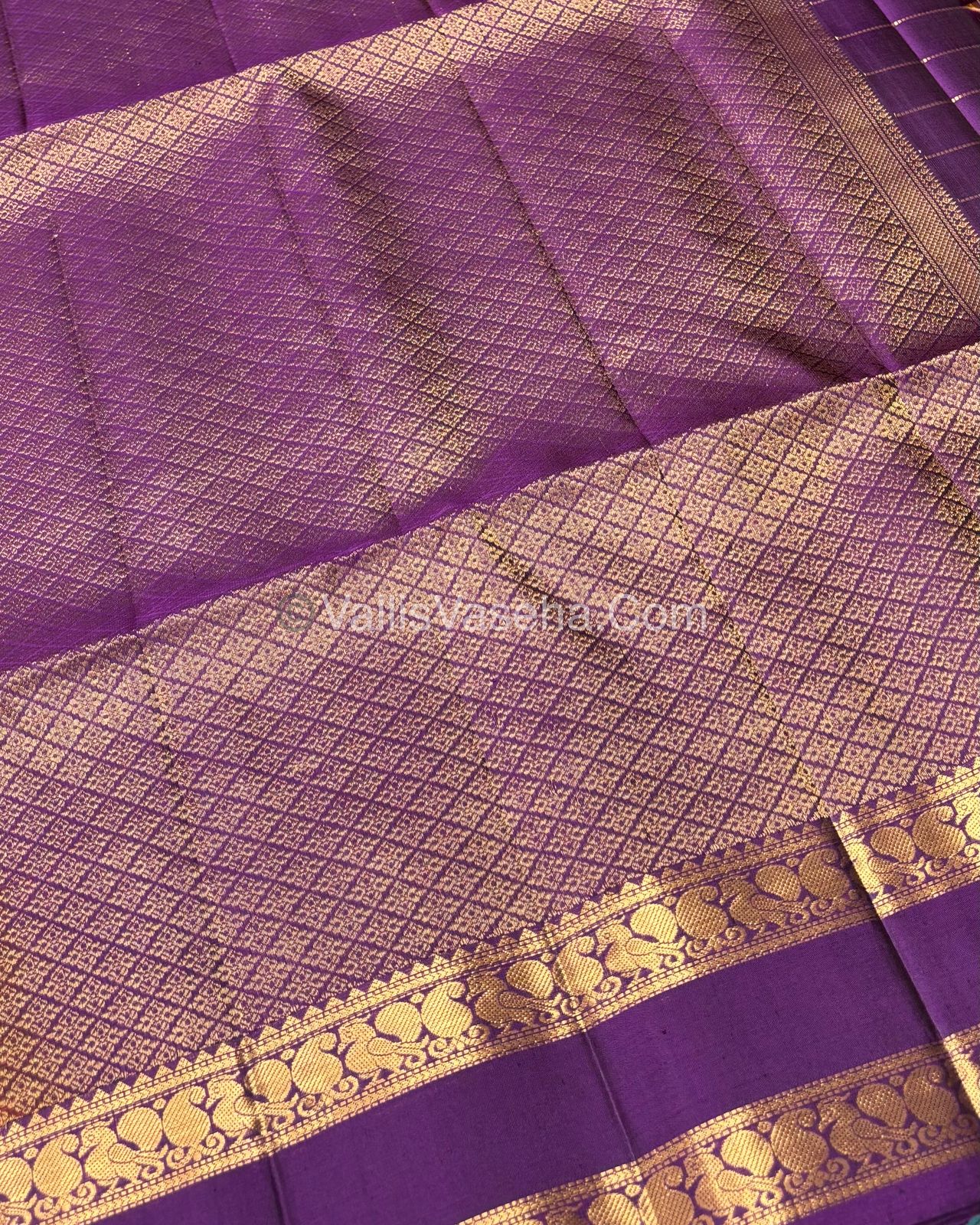 Pure Soft Silk Saree - Retta Petta Border - Rust Orange & Dark Purple Shade - VVPSS057