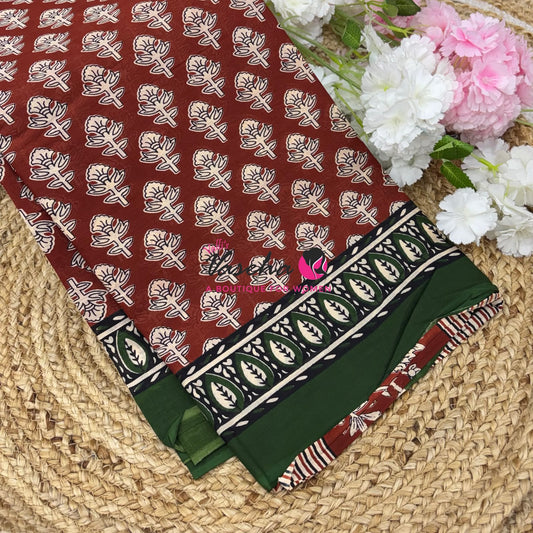 Pure Soft Mul Mul Cotton Sarees - Hand Block Prints - VVMMC011