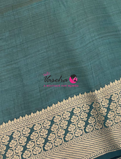 Semi Tussar Silk - Grand Pallu  - Green Shade - VVSTS071