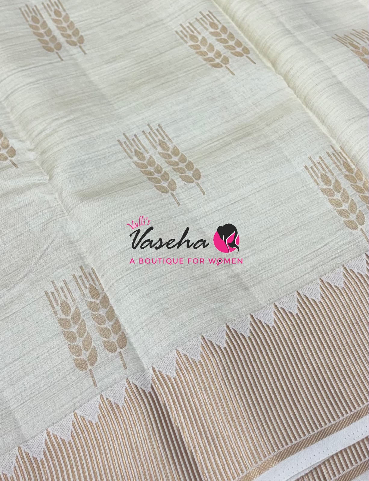Semi Tussar Silk Saree | White Shade |VVSTS051
