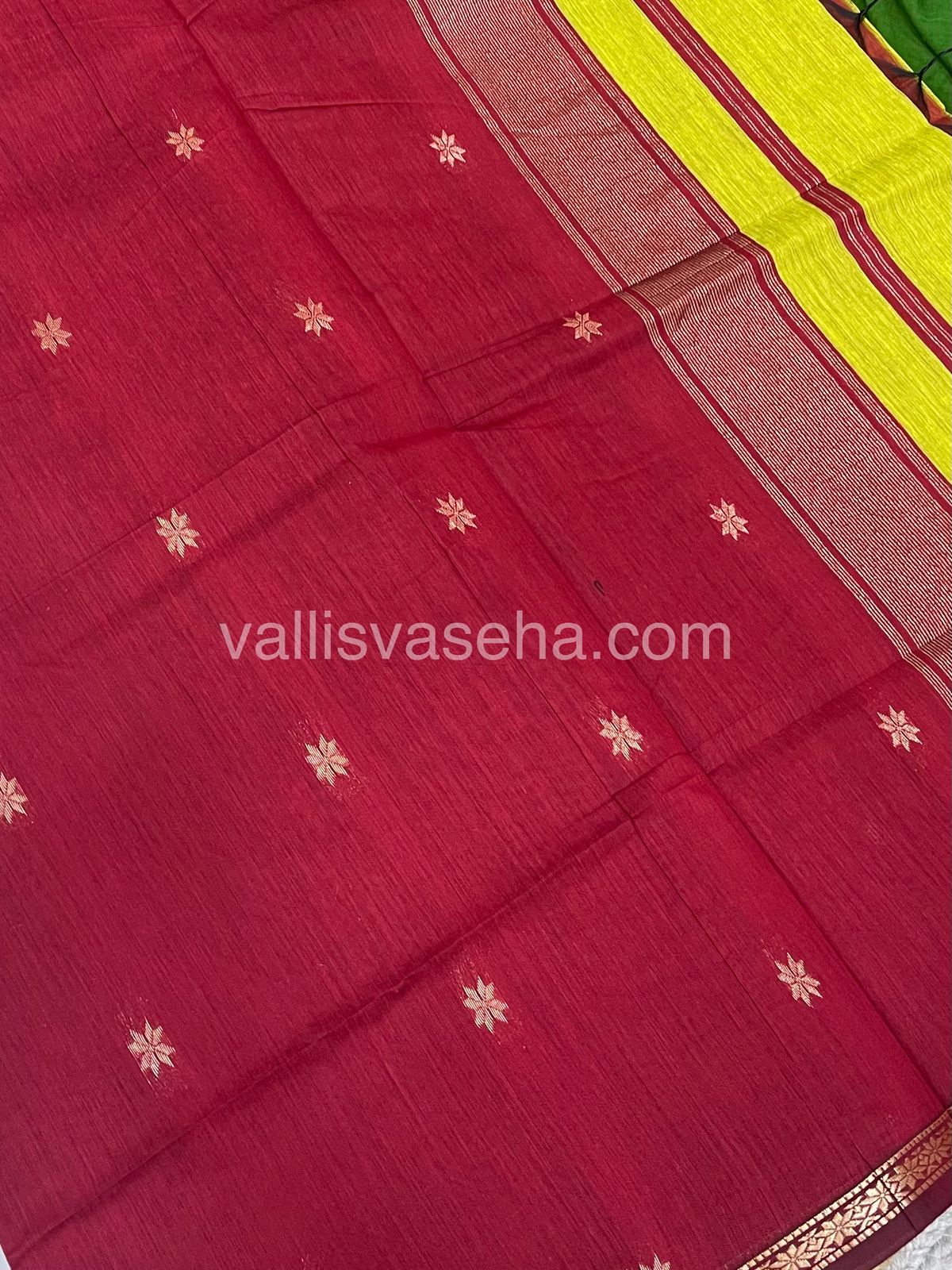 Semi Maheshwari Silk Cotton Saree - VVMSC006