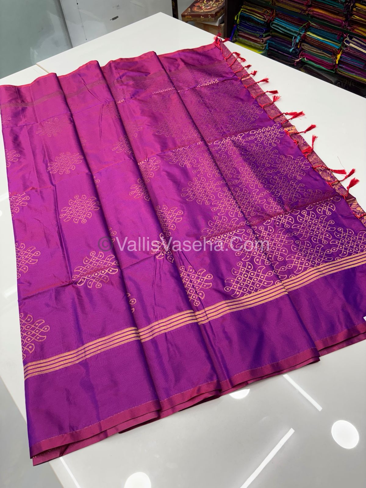 Semi Soft Silk - Kolam Design - Purplish Pink Shade -VVSSS029