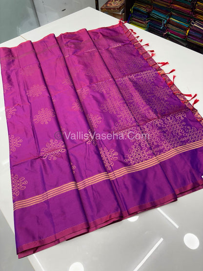 Semi Soft Silk - Kolam Design - Purplish Pink Shade -VVSSS029