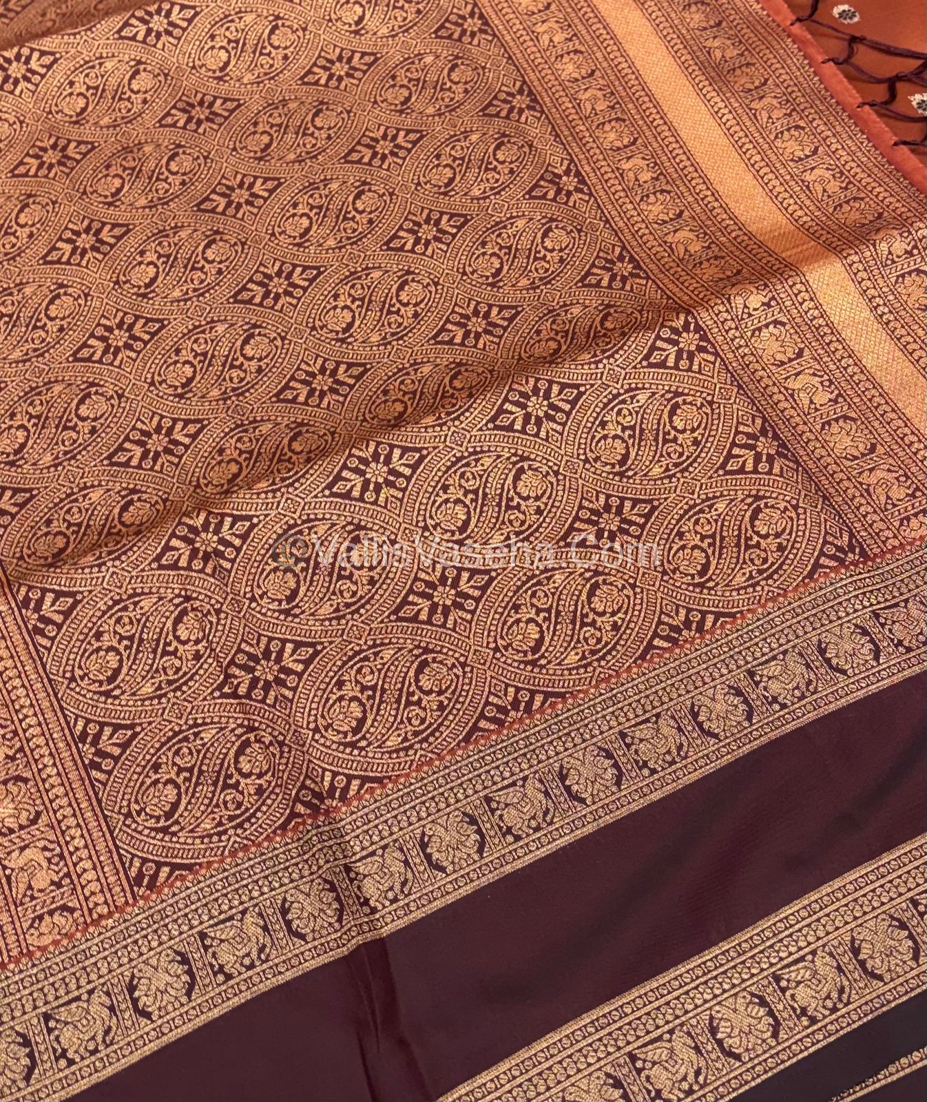 Semi Soft Silk - Rust Orange With Wine Brown Shade -VVSSS022