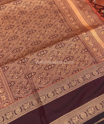 Semi Soft Silk - Rust Orange With Wine Brown Shade -VVSSS022