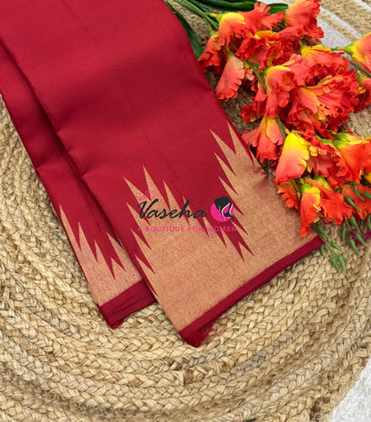 Pure Vintage Kanchipuram Silk Saree  - 8 Kol Weaving - Red Shade VVPS019