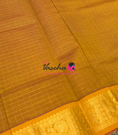 Semi Silk Cotton Saree - Checks Pattern - VVSSC019