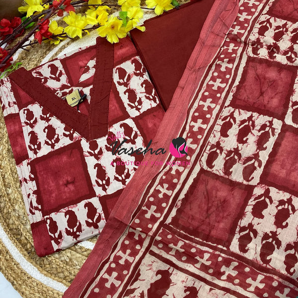 Ready Made | Anarkali Set  |Salwar, Kameez & Duppatta(3pc)|Cotton |VVRMS041