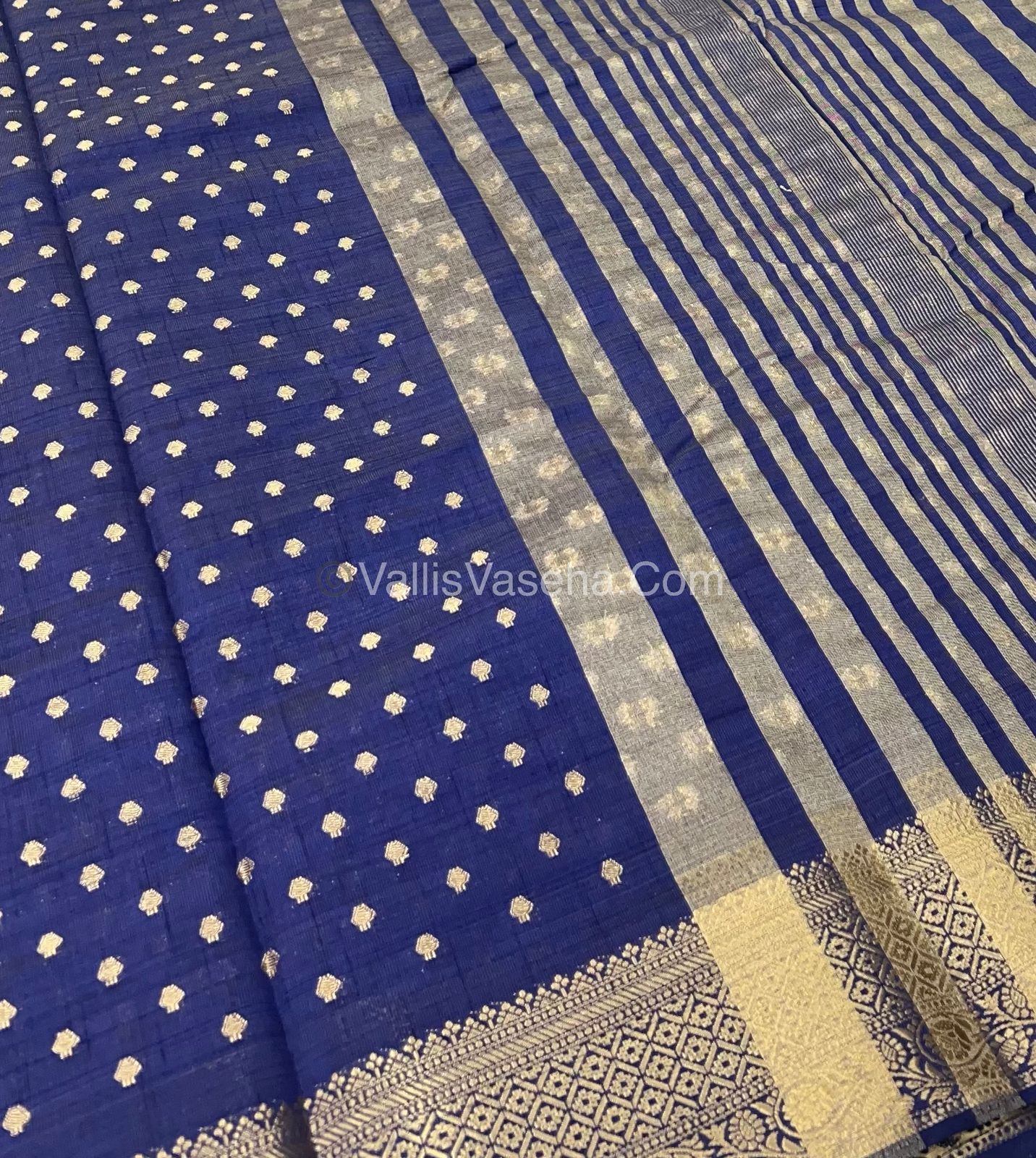 Semi Tussar Silk  - Navy Blue Shade  - VVSTS014