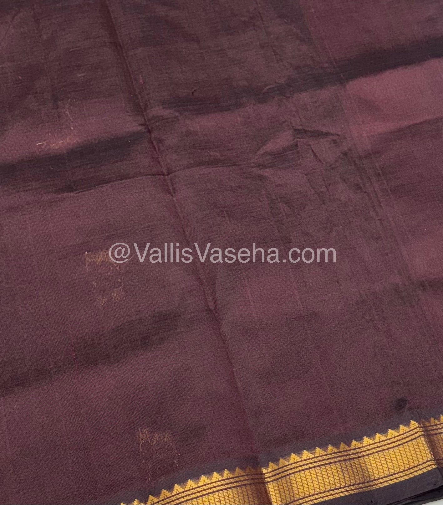 Pure Silk Cotton Saree -  Mayil & Elephant Design - Brown - VVMES001