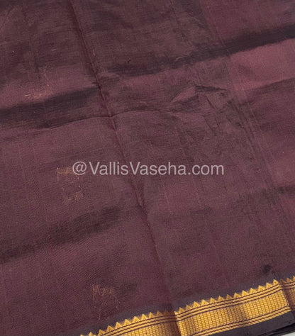 Pure Silk Cotton Saree -  Mayil & Elephant Design - Brown - VVMES001