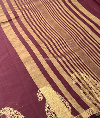 Semi Tussar Silk - Small Mango - Dark  Wine  Shade - VVSTS002