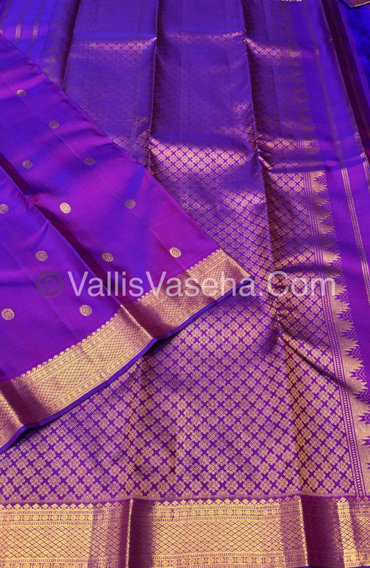 Pure Kanchipuram Silk Saree - Purple Shade - VVPS042