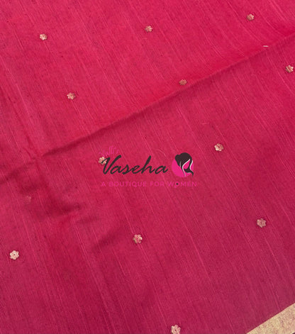 Semi Duppion Tussar Silk Saree | Red Shade |VVSDT001