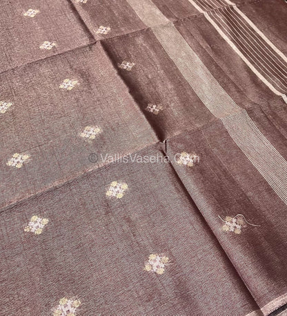 Bhagalpuri Silk - Vaira Voosi Lines - Pink & Chocolate Brown Combo - VVBSV001