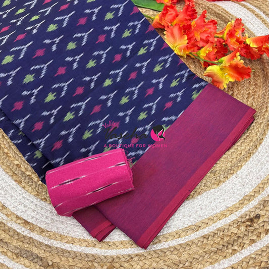 Ikkat Mercerised Cotton Saree - Single Ikkat - VVIKS001