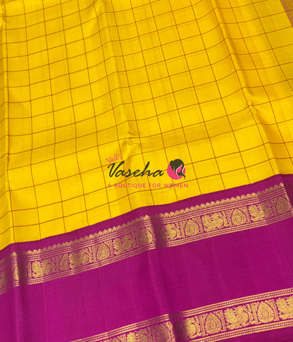 Pure Vintage Korvai Kanchipuram Silk Saree - Yellow & Pink Combo - VVPS081