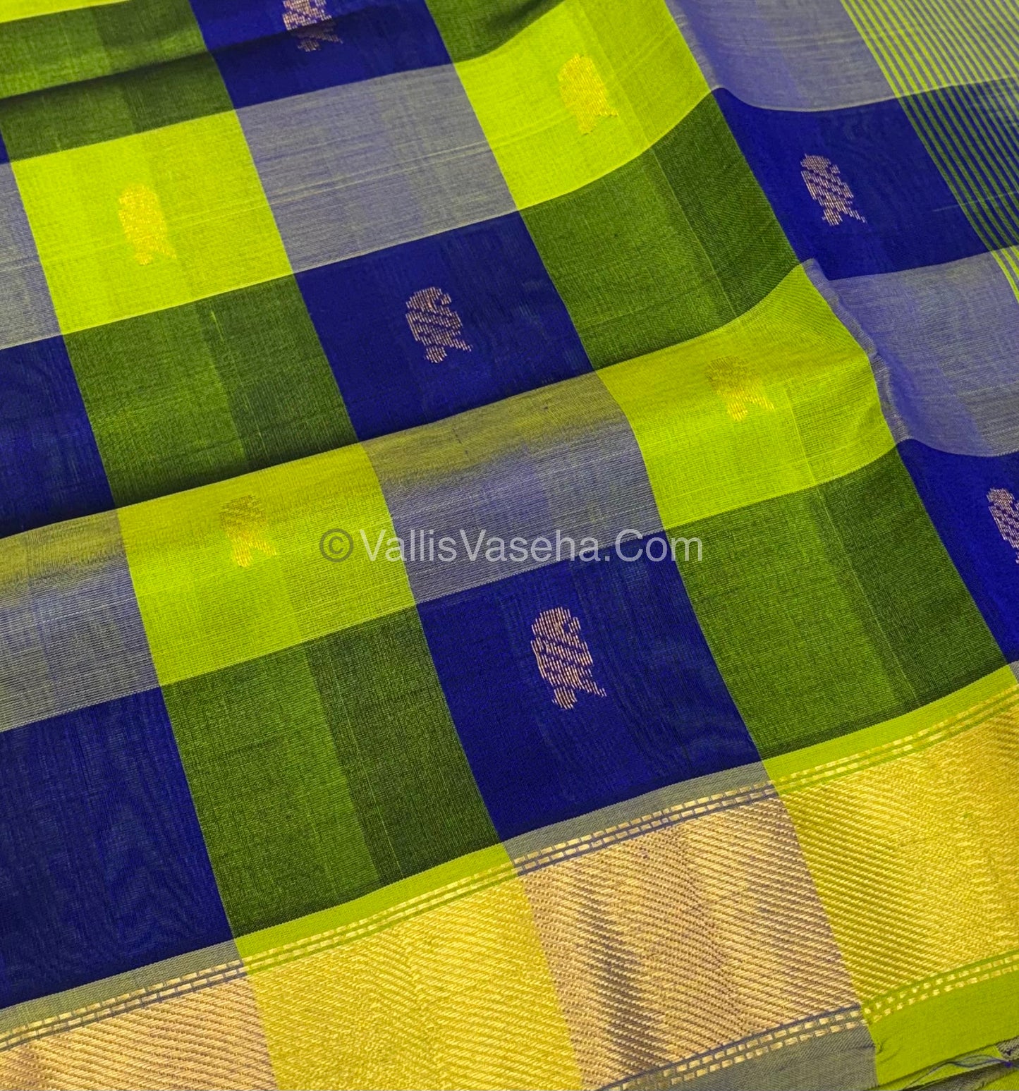 Pure Silk Cotton Saree - Pazhum Pazhamum Checks Design - VVPPSC02