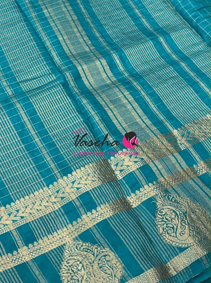 Semi Tussar Silk Saree | Blue Shade |VVSTS061