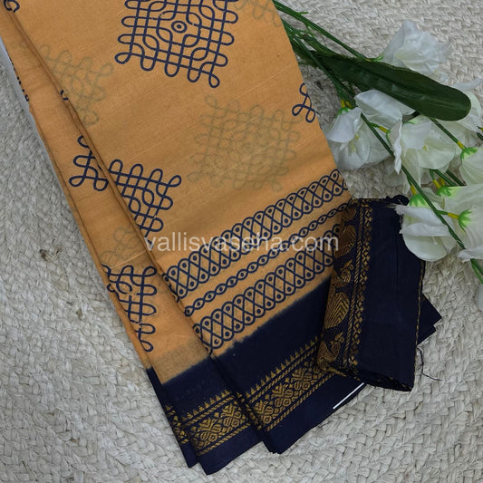 Sungudi Cotton Saree  - Kolam Print  - VVSKP002