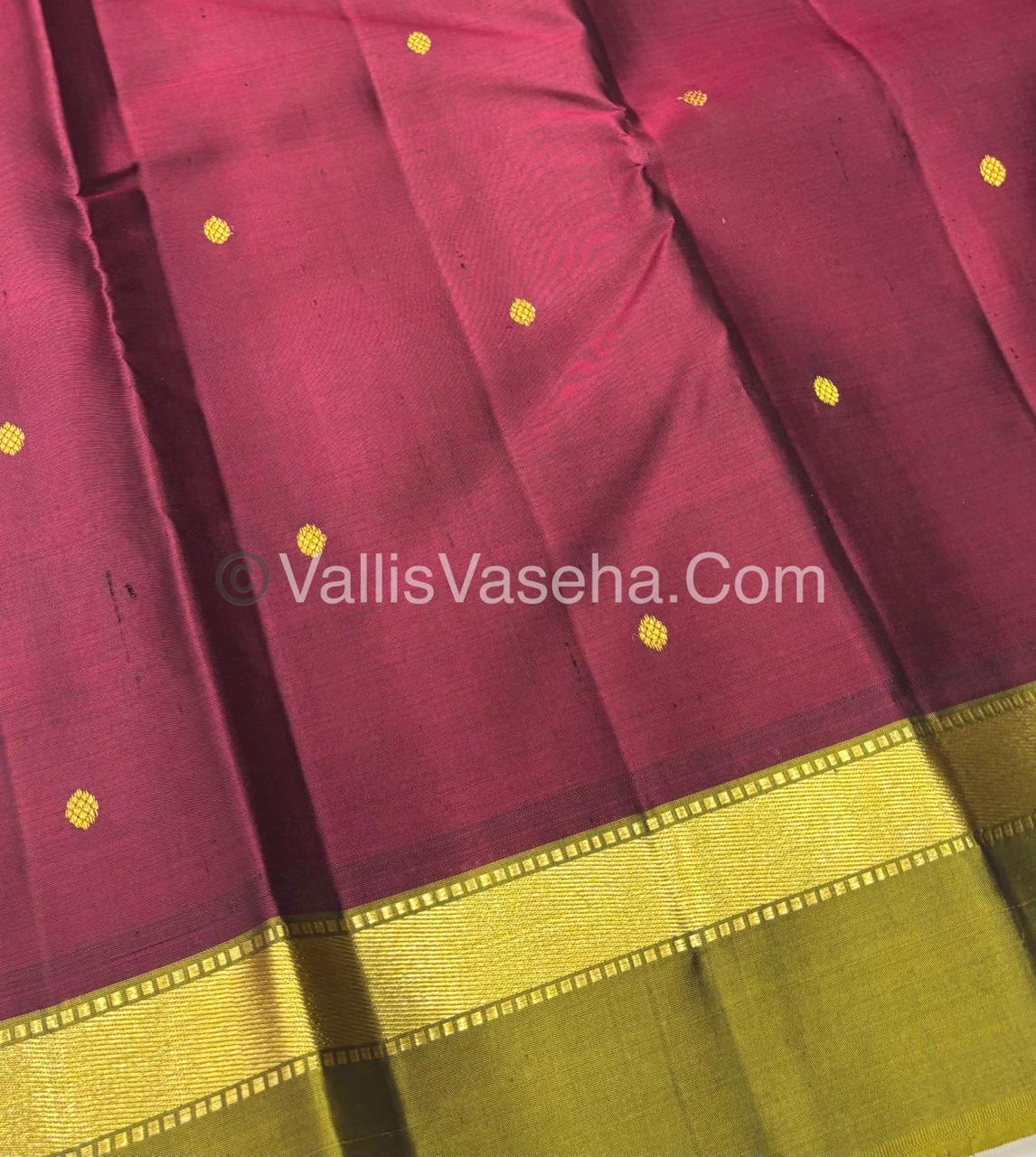 Pure Kanchipuram Silk Saree - Maroon with Mehandi Green - VVPS031