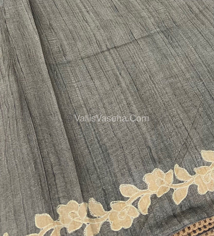Semi Raw Silk with embroidery work - VVSRS001