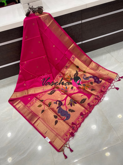 Semi Paithani Saree  - Pink  Shade - VVSPS001