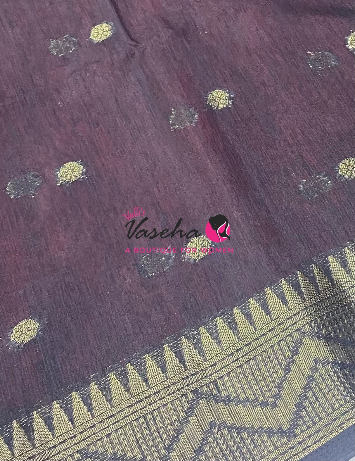 Semi Jute Silk Saree - Red  With Black Shade- VVSJS002