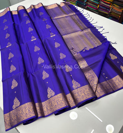 Pure Soft Silk Saree - Kanchi Border - Blue Shade - VVPSS033