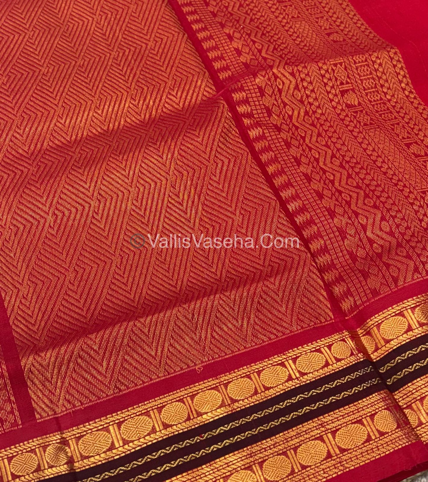 Pure Korvai Silk Cotton Saree - Blue with Red - VVKSC004