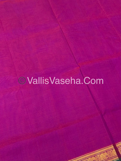 Pure Silk Cotton Saree - Retta Mayil Design - Dual Tone - Purplish Pink Shade - VVRMS001