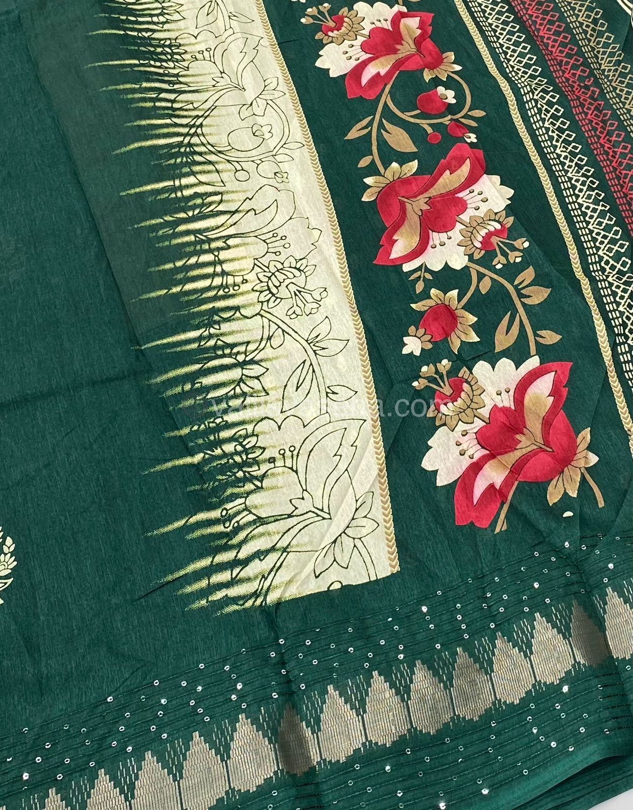 Casual Wear Sarees - Semi Binny / Semi Dola Silk - Green Shade - VVSDS004