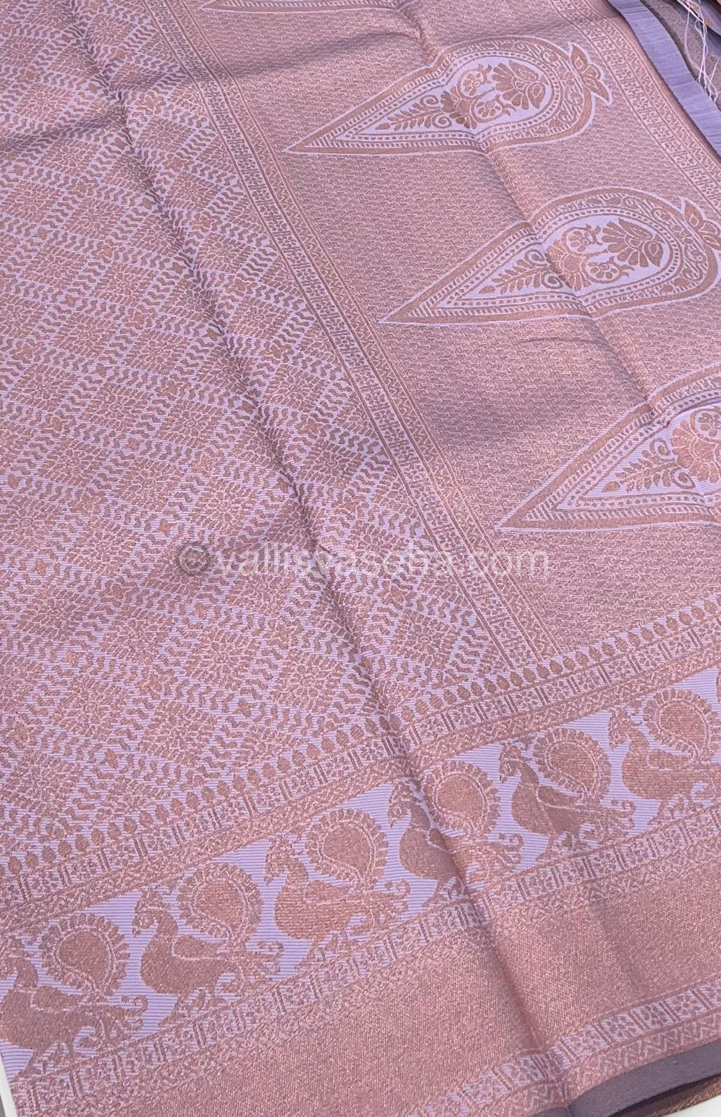 Semi Silk Saree - Kanchi Semi Silk Style - Peacock Border - VVSSS006