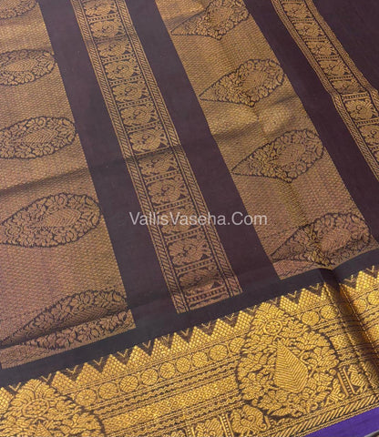 Pure Korvai Silk Cotton Saree - Pink with Brown - VVKSC019
