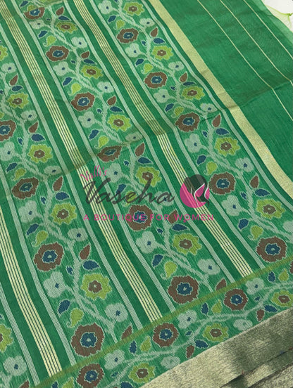 Semi Raw Silk - Green With Green Shade - VVRS009