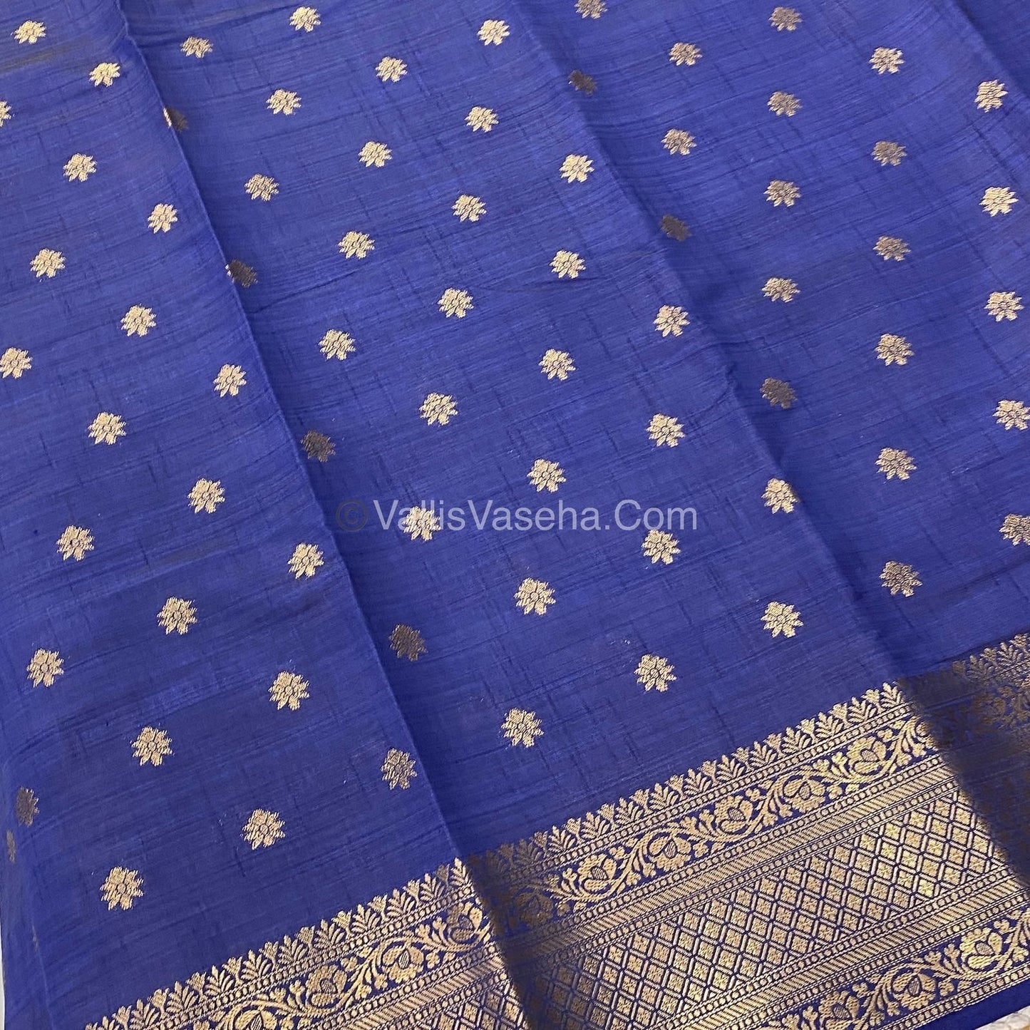 Semi Tussar Silk  - Navy Blue Shade  - VVSTS014