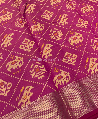 Semi Tussar Silk Saree - Ikkat / Pochampally Design - Pink Shade - VVSTS034