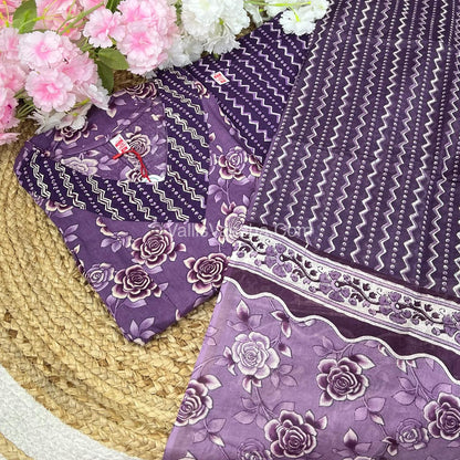 Ready Made - Anarkali - Salwar, Kameez & Duppatta(3pc)- Printed Cotton - VVAS005