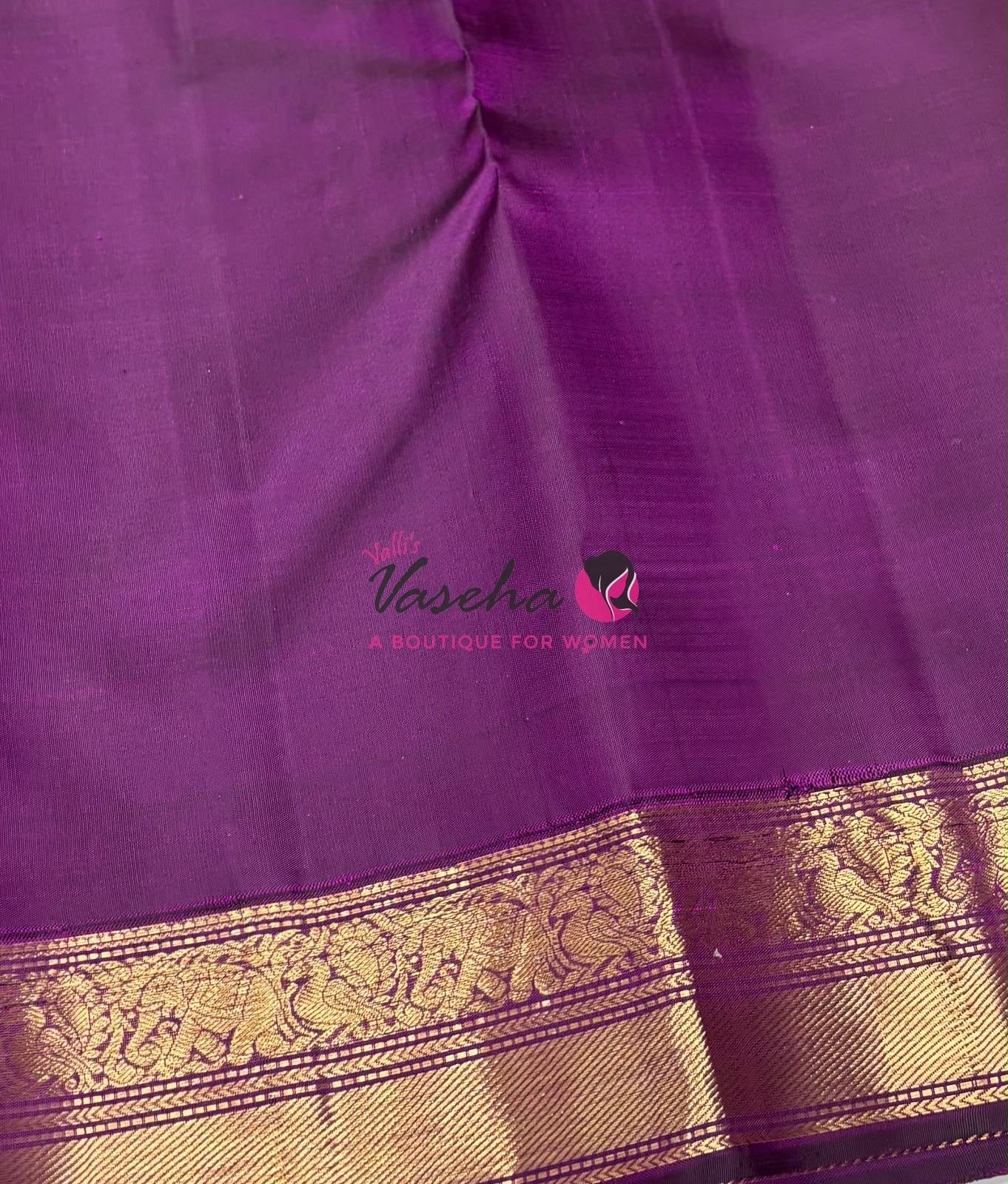 Pure Vintage Korvai Kanchipuram Silk Saree - Cream & Purple Combo - VVPS046