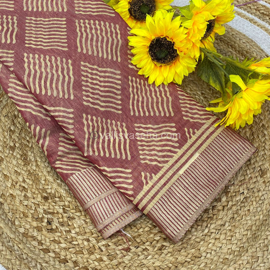 Semi Tussar Silk - Pinkish Red Shade - VVSTS007