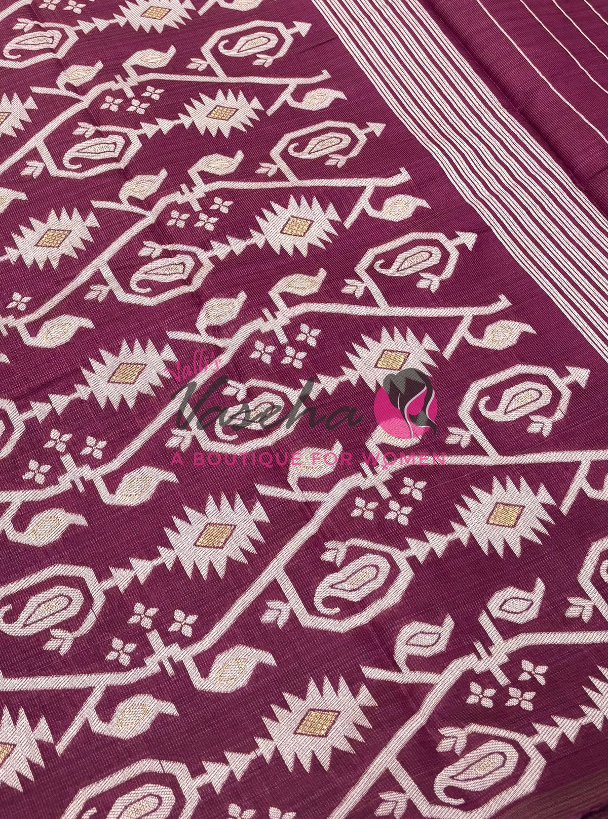 Semi Gicha Tussar Silk - Wine Shade - VVGTS002