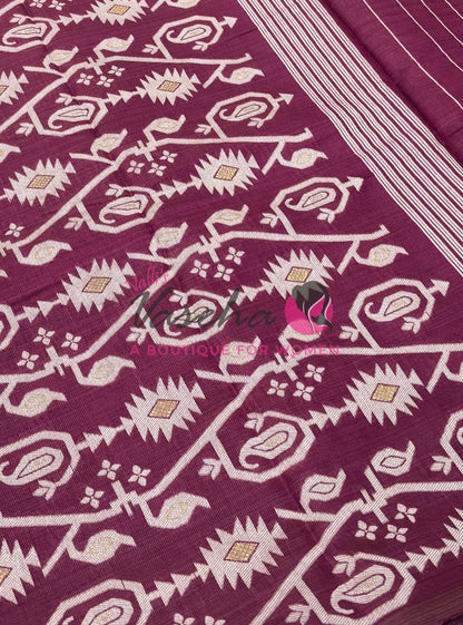 Semi Gicha Tussar Silk - Wine Shade - VVGTS002